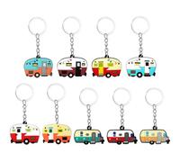 Vspek 9Pcs Porte-clés de Caravane en Silicone, Porte clé RV Porte Clef Cadeau Personnalisé, Porte-clés pour Camping RV, Porte-clé de Voiture, Porte-bonheur, Conduite Prudente, Cadeau de Voyage
