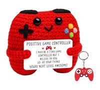 Vspek Manette de Jeu Crochet Positif, Porte-Clés de Contrôleur de Jeu, Cadeau Positif, Tricotée Émotionnelle Décoration de Bureau, Cadeau Positif pour Une Amie Famille Collègue Couple, Rouge