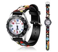 Vspek Montre Enfant Garçon, Mouvement à Quartz, 3D Dessin Animé Montre Garcon, Bracelet en Silicone Cadeau pour Enfants 3 Ans à 11 Ans, Junior Temps d'apprentissage