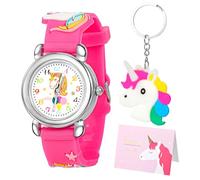 Vspek Montre Enfant Numérique 3D Dessin Animé Mouvement à Quartz Adorable Montre pour Enfants Fille Cadeau pour Filles de 3 Ans à 10 Ans Fête des Enfants Pâques Noël avec Porte-clés Carte de Voeux