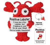 Vspek Poupée Homard Positive avec Porte Clés et Carte, Poupée de Soutien Émotionnel pour Homme, Femme, Porte Clef Homard, Cadeau D'encouragement Exprimez Vos Amour, You're My Lobster