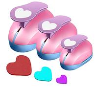 VSREI Perforatrice de Papier Creative, Coeur Poinçon Fait Main Trou Fantaisie pour Projets DIY, Scrapbooking Création de Cartes (Forme de Coeur) -Lot de 3 Taille 9MM 15MM 23MM -Couleur Aléatoire