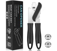 vsshe 3 en 1 Ouvre-boîte Manuel, Ouvre Conserves, Bouteilles & Bocaux, Poignée Ergonomique Incurvée, Acier Inoxydable, Ustensile de Cuisine Idéal pour les Séniores & Familles