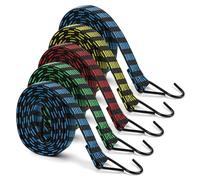 vsshe 5PCS Tendeurs Elastique, 2.5CM x 2M Tendeurs Elastique avec Crochets, Sandow Plat Anti-Dérapant, Crochets Anti-Rouille pour Bagages/Bache/Tente/Transport de Charges/Vélo/Moto/Voiture/Camping