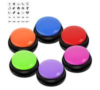 vsshe Buzzer Enregistrable Lot de 7, Boutons parlants pour Chiens, Bouton Enregistreur Buzzer Sonore avec Enregistrement de 30 Secondes, Parole de Chien, Bouton Communication pour Chiens et Chats