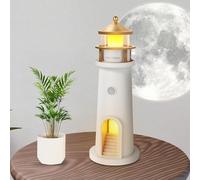 vsshe Décoration de Phare, Lampe Phare Lune, Projection Balise avec Capteur Automatique Portable Sans Fil, Lampe Projecteur de Clair Lune Rechargeable, Cadeau pour Enfants, Noël, Anniversaire