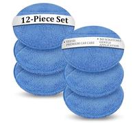 vsshe ÉPonge de Polissage de Voiture, Lot de 12 Éponge à polir à la Main en Microfibr, Pad Polissage, Tampon Polissage, Tampon Applicateur Voiture pour Application de Cire et Polish Auto (Bleu)