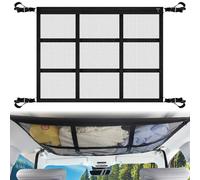 vsshe Filet de Rangement pour Bagages de Voiture, Filet de Toit Universel pour Bagages de Voiture, Sac en Filet avec Fermeture éclair, 90*65cm Filet de Rangement pour Quatre Accoudoirs SUV Van Coffre