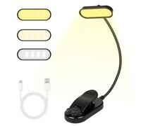 vsshe Lampe de Lecture LED, Liseuse Clip Rechargeable, Lampe de Lecture à Pince, Gradation Progressive & 3 Modes Protection des Yeux(Chaud/Blanc/Mixte), 360° Cou Flexible, pour Lire au Lit,Enfant.