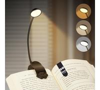 vsshe Lampe de Lecture LED, Liseuse Clip Rechargeable, Lampe de Lecture à Pince, Gradation Progressive & 3 Modes Protection des Yeux(Chaud/Blanc/Mixte), 360° Cou Flexible, pour Lire au Lit,Enfant.