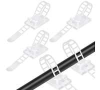 vsshe Lot de 50 Serre-Câbles et Serre-Câbles avec Support Auto-Adhésif, Serre-Câbles Réglables en Nylon avec Option Vis, Gestion des Câbles pour la Maison et le Bureau Blanc
