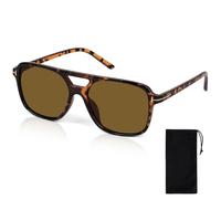 vsshe Lunettes de Soleil Unisexe, Modèle Retro Vintage à Double Pont Carrées, Monture Tigrée Classique, Modelage du Visage & Protection UV400, Idéales pour Conduire, Voyages, Shopping & Sports