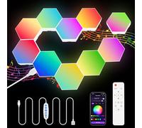 vsshe Panneau LED Hexagone Murale Lampe, 10 Panneaux Lumineux LED Connectés, Smart Deco Music Sync Modulaires RGB Lights App&Télécommande Contrôle, Creative Gaming Appliques Murales pour Salon-10pcs