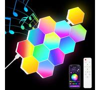 vsshe Panneau LED Hexagone Murale Lampe, 12 Panneaux Lumineux LED Connectés, Music Sync Modulaires RGB Lights App&Télécommande Contrôle, Creative Gaming Appliques Murales pour Salon-12pcs