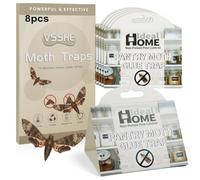 vsshe Pièges à Mites, 8 Pièces Anti Mite Alimentaire Cuisine, Piège à Mites Alimentaires, Non Toxiques Répulsifs Phéromones, pour Armoires Cuisine, Maison, Salle de Stockage