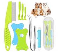 vsshe Pince à Tiques, 10pcs Accessoires Anti Tiques avec Pinces, Pinces à épiler, Crochets à tiques et Loupe, Multifonction Tire Tique Supprime Les Tiques Facilement, pour Chien Et Chat et Humanité