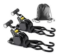 vsshe Sangle à cliquet, Sangles a Cliquet Automatique 3.3mx25mm, Sangle d'Arrimage 680 kg Résistance à la Rupture, Arrimage à Enrouleur Automatique de Sangle pour Remorque Moto Quad Fourgon Camion