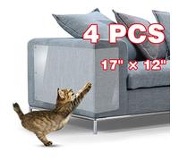 VST Lot de 4 protections de meubles pour chat - Ruban adhésif transparent et répulsif pour chat - Pour meubles, canapé, mur, cuir - 45,7 x 30,5 cm (L x l)