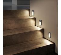 VST Veilleuse à détecteur de mouvement, lampe LED rechargeable à piles avec aspiration magnétique pour chambre à coucher, couloir, escalier, chambre d'enfant (6,8 cm 3000 K 6 pièces noir)