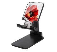 VstaDank Beau support de téléphone portable réglable et pliable à l'encre de coquelicot pour smartphones et tablettes de 4 à 13 pouces, accessoires de bureau de voyage, style noir