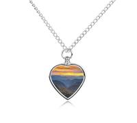 VstaDank Blue Ridge Collier urne funéraire pour cendres de Parkway Mountains - Bijou personnalisé pour cendres d'animaux de compagnie - Pendentif urne en forme de cœur - Bijou souvenir pour animal