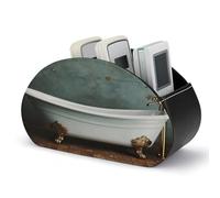 VstaDank Boîte de rangement vintage pour télécommande de baignoire avec 5 compartiments en cuir synthétique pour la maison et la table de chevet