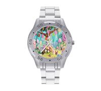VstaDank Candy Montre analogique en acier inoxydable avec bracelet en acier inoxydable, montre classique personnalisée en alliage pour le travail, les occasions formelles, le quotidien