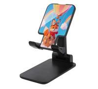 VstaDank Cartoon Fox Support de téléphone portable réglable et pliable pour smartphones et tablettes de 4 à 13 pouces, accessoires de bureau de voyage, style noir