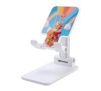 VstaDank Cartoon Fox Support de téléphone portable réglable et pliable pour smartphones et tablettes de 4 à 13 pouces, accessoires de bureau de voyage, style blanc