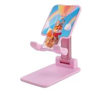 VstaDank Cartoon Fox Support de téléphone portable réglable et pliable pour smartphones et tablettes de 4 à 13 pouces, accessoires de bureau de voyage, style rose