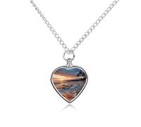 VstaDank Collier avec urne de cendres personnalisée Beach Maui - Motif coucher de soleil hawaïen - Bijou funéraire pour animal domestique - Pendentif en forme de cœur - Bijou souvenir pour animal