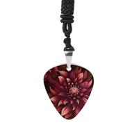 VstaDank Collier en métal avec pendentif en forme de médiator de guitare en forme de fleur artistique rouge vin