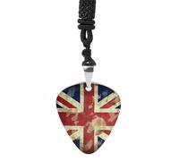 VstaDank Collier médiator vintage Union Jack avec pendentif en métal et acier titane avec motif drapeau britannique - Cadeau idéal pour homme et femme