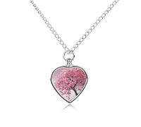 VstaDank Collier urne d'arbre à fleurs roses pour cendres, bijou de crémation personnalisé pour animal de compagnie, pendentif en forme de cœur, bijou souvenir pour animal de compagnie, chien, chat