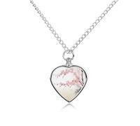 VstaDank Collier urne en bambou et fleurs de cerisier pour cendres - Bijou de crémation personnalisé pour animal domestique - Pendentif en forme de cœur - Bijou souvenir pour animal domestique