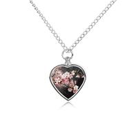 VstaDank Collier urne en fleurs de cerisier tentant pour cendres - Bijou de crémation personnalisé pour animal domestique - Pendentif en forme de cœur - Bijou souvenir pour animal domestique - Collier