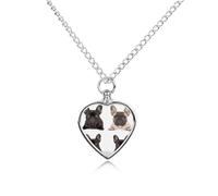 VstaDank Collier urne en forme de bouledogue français pour cendres - Bijou de crémation pour animal domestique - Pendentif en forme de cœur - Bijou souvenir pour animal domestique - Collier pour