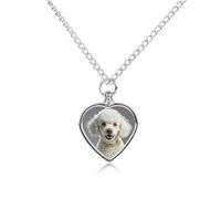 VstaDank Collier urne en forme de caniche français pour cendres - Bijou de crémation personnalisé pour animal domestique - Pendentif en forme de cœur - Bijou souvenir pour animal domestique - Collier