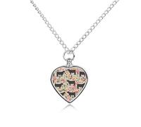 VstaDank Collier urne en forme de cœur avec pendentif en forme de cœur pour cendres de chien et chat - Motif fleurs roses