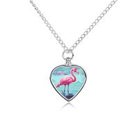 VstaDank Collier urne en forme de flamants roses pour cendres - Bijou de crémation personnalisé pour animal domestique - Pendentif en forme de cœur - Bijou souvenir pour animal domestique - Collier