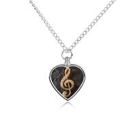 VstaDank Collier urne en forme de note de musique pour cendres - Bijou de crémation personnalisé pour animal domestique - Pendentif en forme de cœur - Bijou souvenir pour animal domestique - Collier