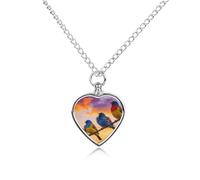 VstaDank Collier urne en forme d'oiseau sur fil pour cendres - Bijou de crémation personnalisé pour animal domestique - Pendentif en forme de cœur - Bijou souvenir pour animal domestique - Collier