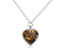VstaDank Collier urne funéraire en forme de monarque orange pour cendres d'animaux de compagnie - Pendentif urne en forme de cœur - Bijou souvenir pour animal domestique - Collier pour cendres de