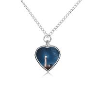 VstaDank Collier urne funéraire en forme de phare sous le ciel étoilé pour cendres - Bijou personnalisé pour cendres - Pendentif en forme de cœur - Bijou souvenir pour animal domestique - Collier pour