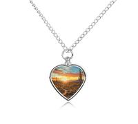 VstaDank Collier urne Saguaros au coucher du soleil pour cendres - Bijou de crémation personnalisé pour animal domestique - Pendentif en forme de cœur - Bijou souvenir pour animal domestique - Collier
