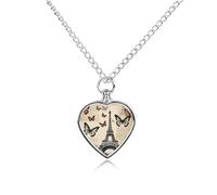 VstaDank Collier urne vintage Paris Tour Eiffel pour cendres, bijou de crémation personnalisé pour animal de compagnie, pendentif urne en forme de cœur, bijou souvenir pour animal de compagnie, chien