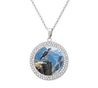 VstaDank Colliers autour des palombes pour femme - Collier avec pendentif rond - Collier multicolore clouté de diamants - Ne ternit pas - Pendentif tendance - Bijoux tendance - Cadeaux