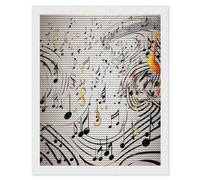 VstaDank Kit de peinture diamant à impression de notes de musique pour adultes, peinture ronde avec images en diamant, art mural, décoration murale pour salon, cadeau
