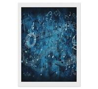 VstaDank Kit de peinture diamant avec notes de musique bleues pour adultes, peinture ronde avec images en diamant, art mural, décoration murale pour salon, cadeau