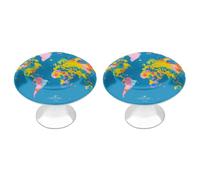 VstaDank Lot de 2 boutons d'armoire ronds en acier inoxydable avec carte du monde - Pour commode, placard, porte de placard